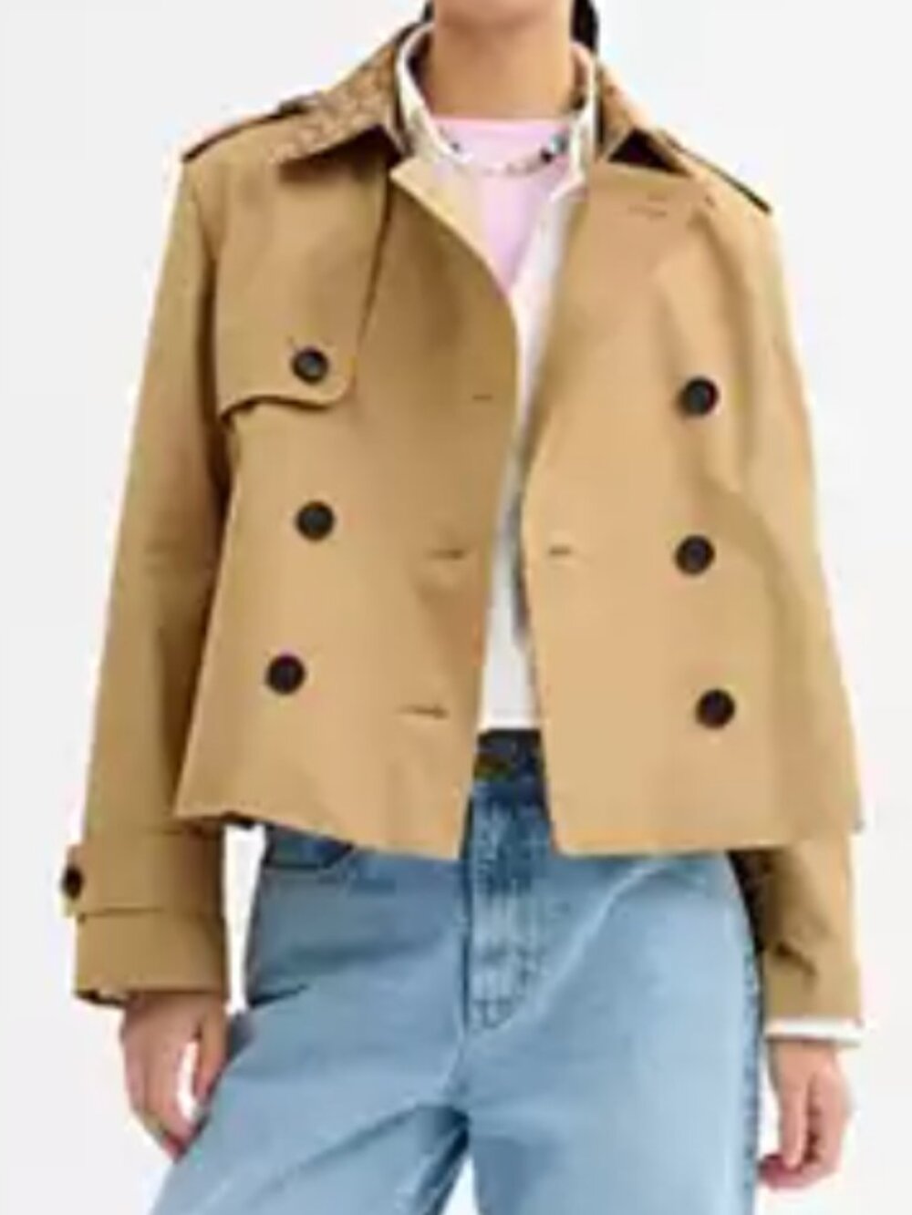 Coach Short Trench Coat With Signature Collar